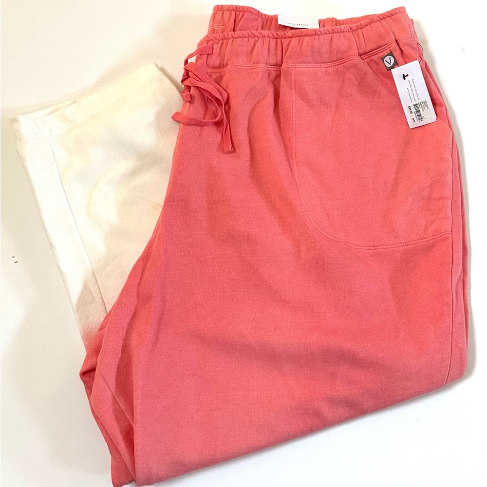 LIVI By Lane Bryant Women’s Peach/White Color Block Sweatpants Plus Size Jogger - Picture 7 of 11